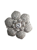 Flower petal pave set ring
