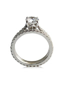 1 Carat Round CZ Engagement ring with eternity band 14K White gold