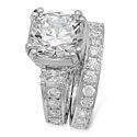 High Quality Cubic Zirconia 6 carat Cushion Cut Engagement ring with a Eternity Band 14K White Gold