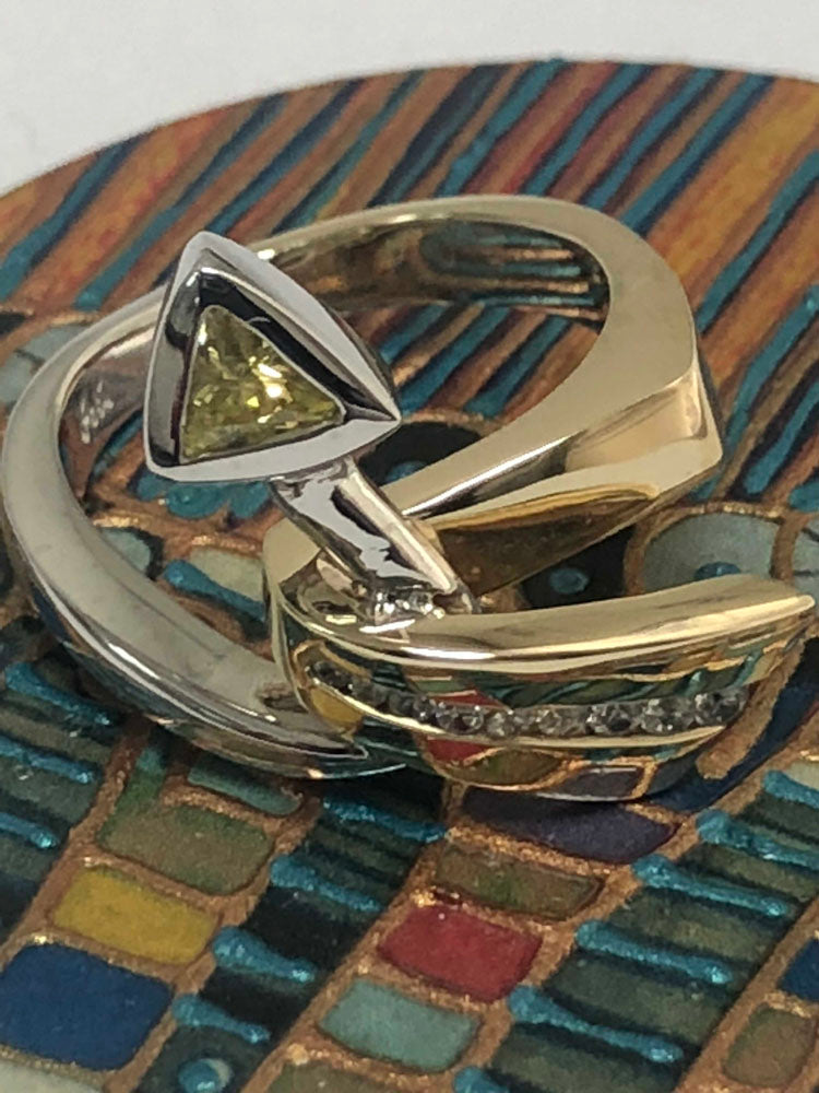 Fine Jewelry Canary Triangle Two Tone Cubic Zirconia Cz Ring