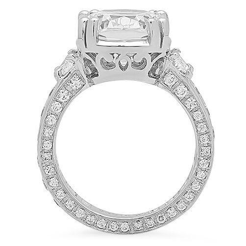 6 Carat High Quality Cushion Cut Engagement Ring Eternity Style Shank 14K White Gold