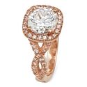 Highest Quality 2.5 Carat Cushion Rounded Corners Halo Rose Gold Engagement Ring