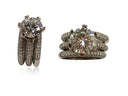 Round 4 carat cz high set engagement ring with double micro pave set bands