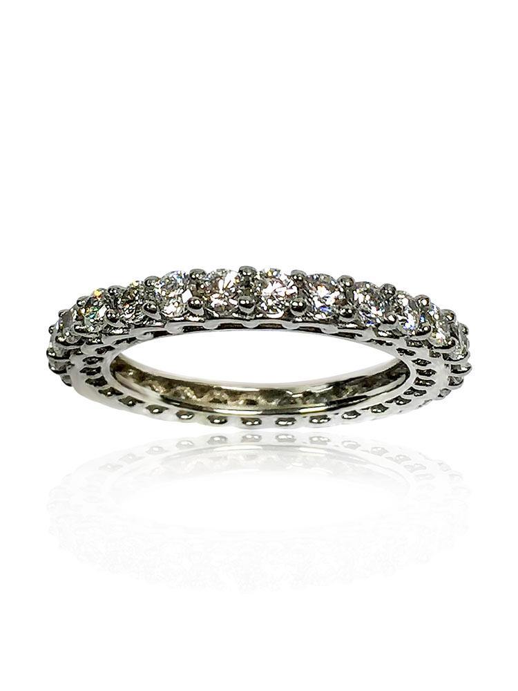 1.8  Carat Total Cubic Zirconia Eternity Band Round Stone 14k White Gold