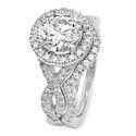 2 Carat Brilliant Highest Quality Cubic Zirconia Bridal Ring with A Matching Band 14K White Gold