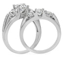 High Quality Cubic Zirconia 1.25 Round Center Engagement Ring with Band 14K White Gold