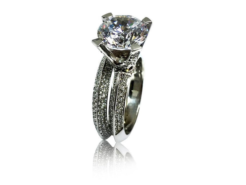 3 Carat Cubic Zirconia Ring With Matching band 14K White Gold