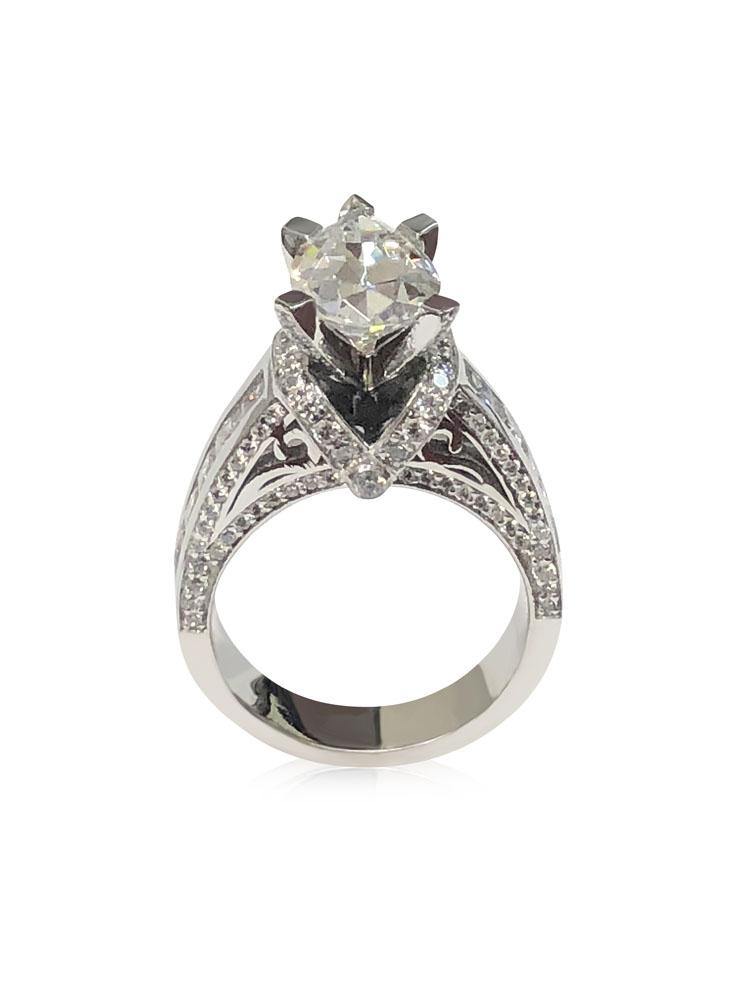 3 Carat Pear shape Cubic Zirconia tall Engagement ring