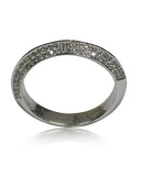 Knife Shank Cubic Zirconia Wedding Band Micro Pave Set 14K White Gold