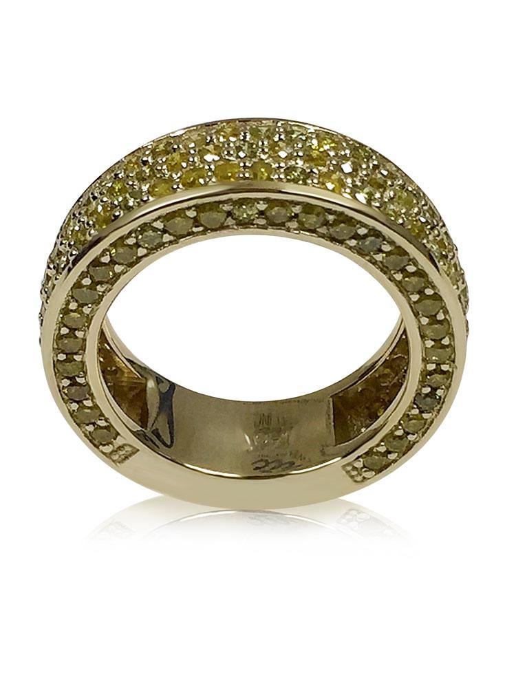 Canary CZ Pave Set Wedding Band for Her 14K Yellow Gold
