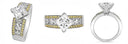 Diamond Quality Cubic Zirconia Princess Engagement Ring Canary Pave 14K White Gold