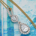 Pendant Pear Cut Cubic Zirconia in Halos 14K White gold
