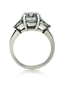 2.5 Carat Asscher Trillion Cubic Zirconia 3 Stone Ring 14k White Gold