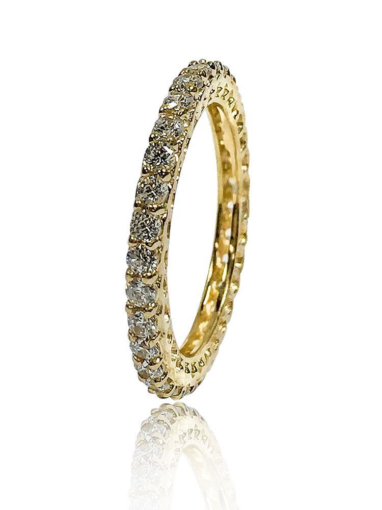 1.50 Carat Total Round Cubic Zirconia Share Prong Eternity Band 14k Yellow Gold