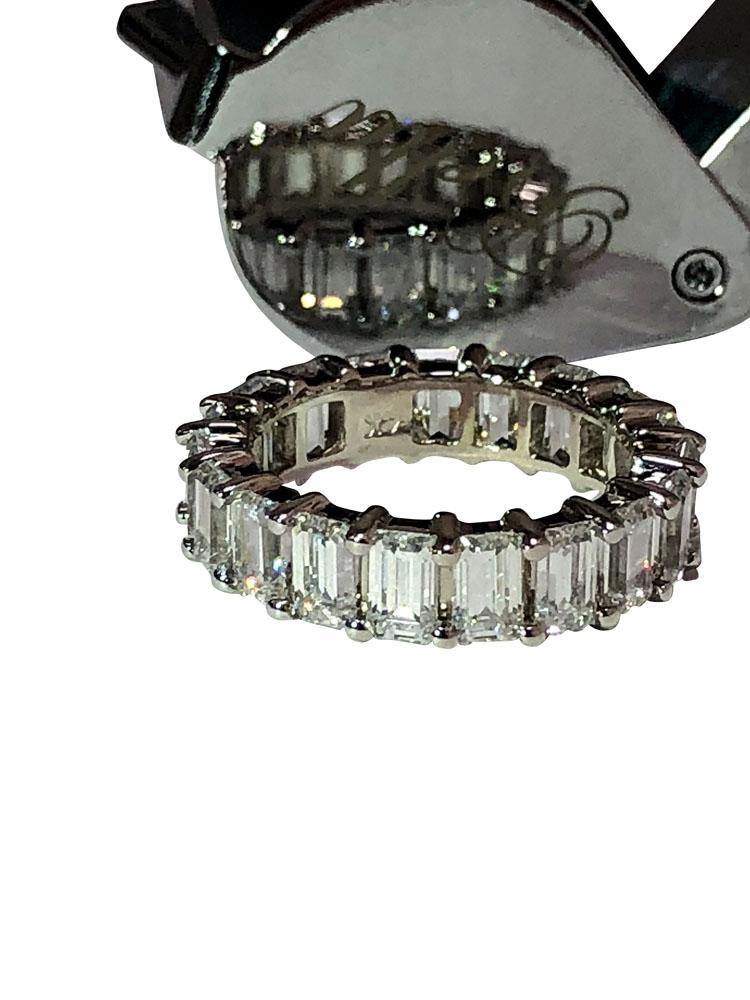 Eternity band with CZ Emerald Cuts 0.25 Each 14 K White Gold