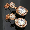 Earrings with Cushion Cut 2.5 Carat Cubic Zirconia Rose Gold