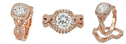2.5 Carat Brilliant Cushion cut Cubic Zirconia Engagement Ring with Fitted band Rose Gold