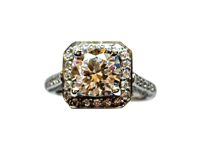 Platinum Engagement Ring AAA High Quality 2.5 Rounded Cushion Cut Cubic Zirconia Halo Style