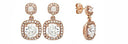 Earrings with Cushion Cut 2.5 Carat Cubic Zirconia Rose Gold