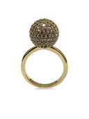 12 MM BALL RING WITH MICRO PAVE 14K YELLOW GOLD
