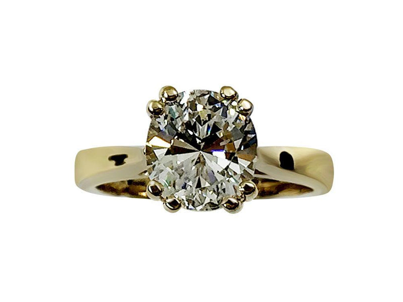 3 Carat Oval Highest Quality Cubic Zirconia Solitaire Ring 14K Yellow Gold