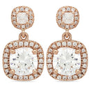 Earrings with Cushion Cut 2.5 Carat Cubic Zirconia Rose Gold
