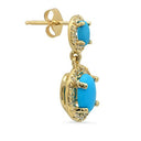 Turquoise in Halo Drop Earrings 14K Yellow Gold