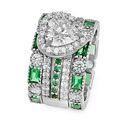 2 Carat Heart High Quality Cubic Zirconia Engagement Ring and Double Stacked Eternity Bands