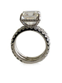 5 Carat Emerald Cut CZ Engagement ring with matching wedding eternity band 14k White gold
