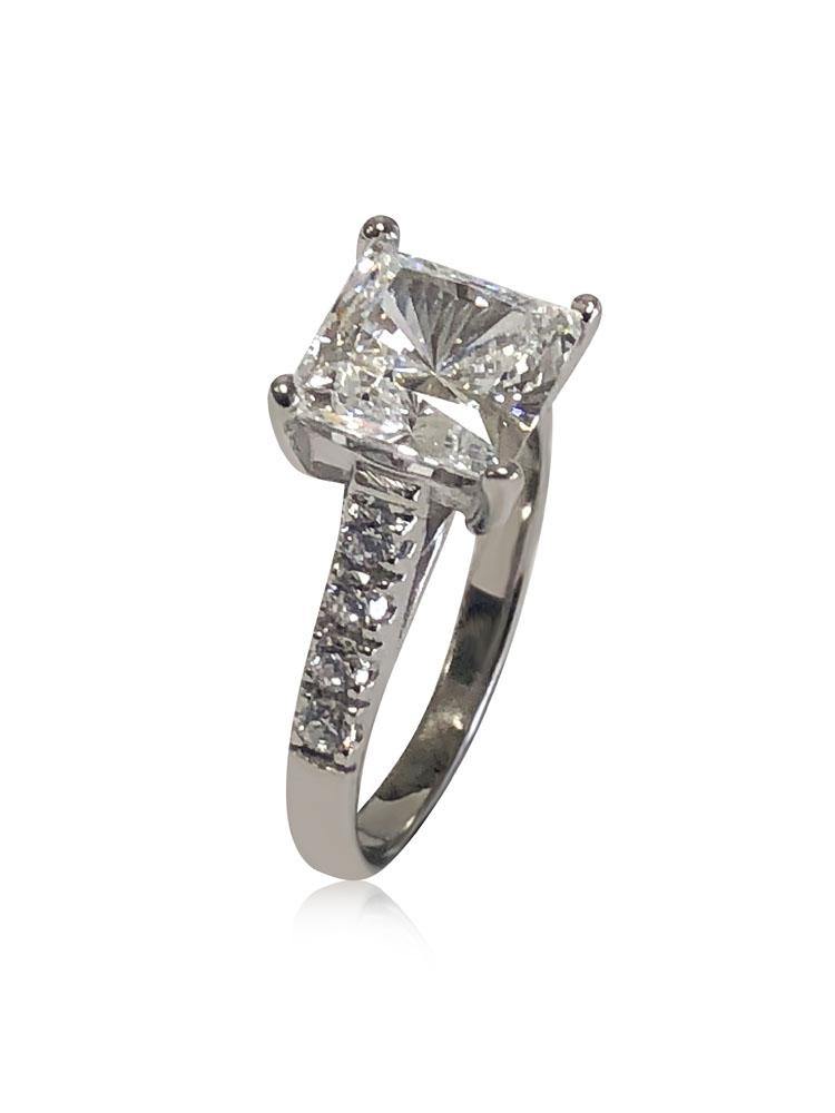 3.5 Carat Princess Cut Cubic Zirconia Engagement ring 14K White Gold