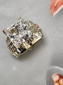 Cubic Zirconia princess cut 6 carat Engagement ring with channel set wide shank