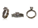Engagement Ring with a matching fitted wedding band 1 Carat Round CZ 14K white Gold