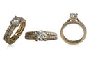 Highest Quality Cubic Zirconia .75 round center 14k gold Matching ring set