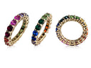 Rainbow colored Cubic Zirconia Eternity Wedding Band 14k