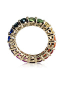 Rainbow colored Cubic Zirconia Eternity Wedding Band 14k