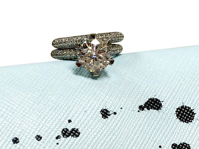 Fancy 2.5 Ct AAA highest Quality round cubic zirconia engagement ring with Band micro pave