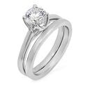 High Quality Round Cubic Zirconia 1 Carat Solitaire With Band 14K White Gold