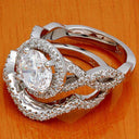 2 Carat Brilliant Highest Quality Cubic Zirconia Bridal Ring with A Matching Band 14K White Gold