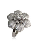 Flower petal pave set ring