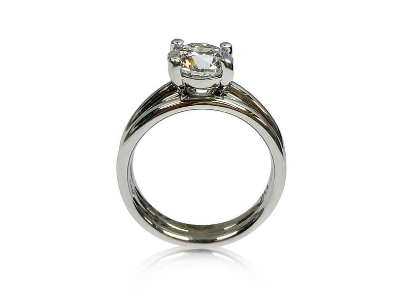 Cubic Zirconia 2 Carat Solitaire Ring with Plain Matching Band
