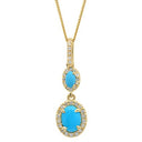 Turquoise in Halo Drop Pendant in 14K Yellow Gold