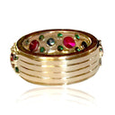 Sapphire Ruby Emerald Round Cubic Zirconia Band 14k Yellow Gold