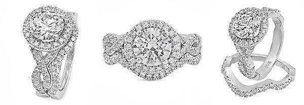 2 Carat Brilliant Highest Quality Cubic Zirconia Bridal Ring with A Matching Band 14K White Gold