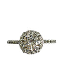 1 Carat Round Cubic Zirconia Halo Style Engagement Ring Solid Platinum