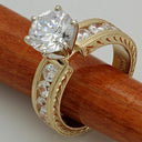Engagement 2.25 Round Center Channel Round HCt Engraving Cubic Zirconia Cz Ring