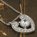 Heart Pendant With Cubic Zirconia Stones with 16 inch Chain