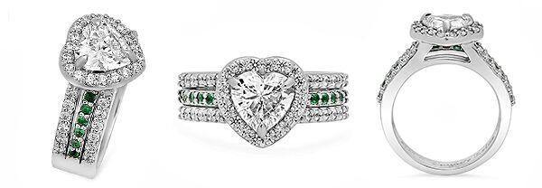Heart Shaped High quality Cubic zirconia Engagement Ring 14K White Gold