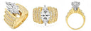 High Quality Marquise 4 Carat Cubic Zirconia Channel Baguettes 14K Yellow Gold Ring