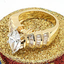 3 Carat Marquise Cubic Zirconia Channel Set Baguettes 14K Yellow Gold 9mm Wide