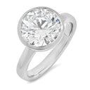 Solitaire 3.5 Ct Round Cubic Zirconia Bezel Tiffany Engagement Ring In 14K White Gold